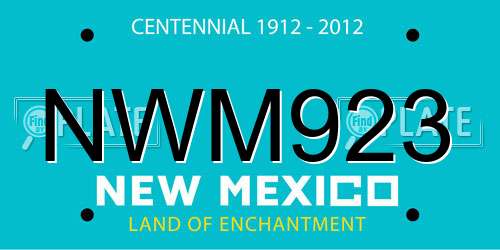 NWM923 New Mexico License Plate