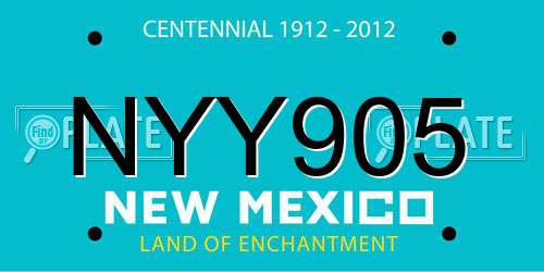 NYY905 New Mexico License Plate