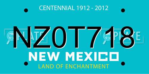 NZ0T718 New Mexico License Plate