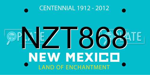 NZT868 New Mexico License Plate