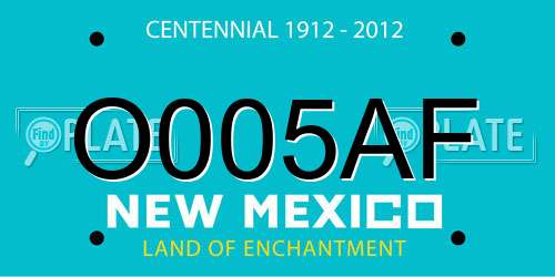 O005AF New Mexico License Plate