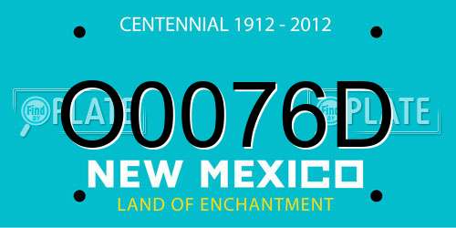 O0076D New Mexico License Plate