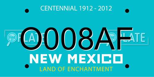 O008AF New Mexico License Plate