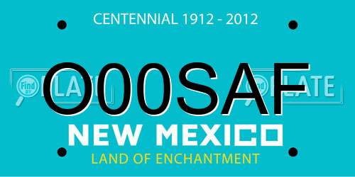 O00SAF New Mexico License Plate