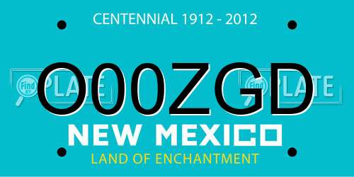 O00ZGD New Mexico License Plate