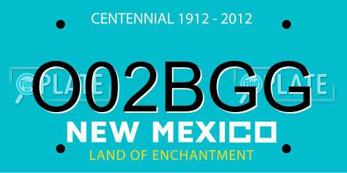 O02BGG New Mexico License Plate
