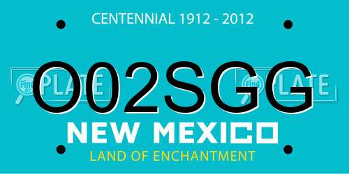 O02SGG New Mexico License Plate
