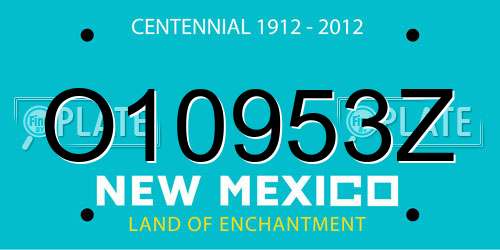 O10953Z New Mexico License Plate