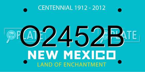 O2452B New Mexico License Plate
