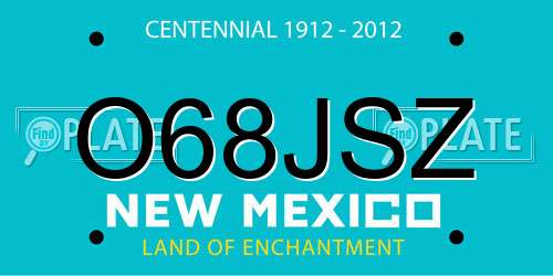 O68JSZ New Mexico License Plate