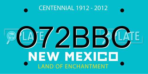 O72BBC New Mexico License Plate