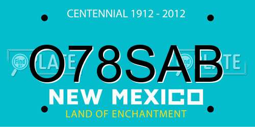 O78SAB New Mexico License Plate