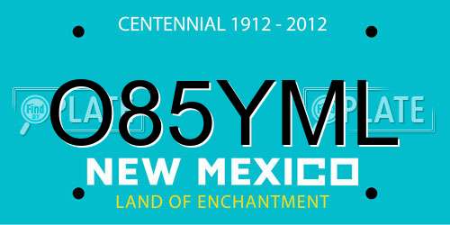 O85YML New Mexico License Plate