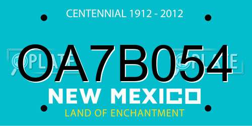 OA7B054 New Mexico License Plate