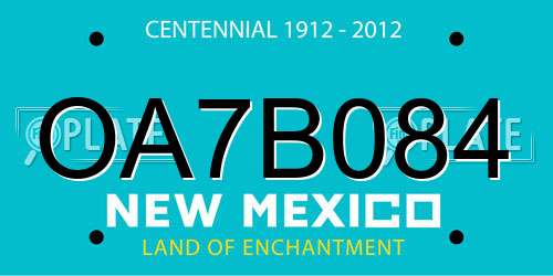 OA7B084 New Mexico License Plate