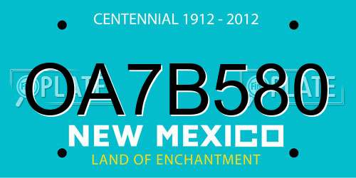 OA7B580 New Mexico License Plate