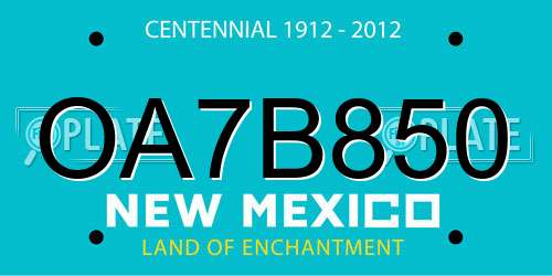 OA7B850 New Mexico License Plate