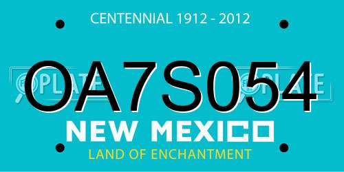 OA7S054 New Mexico License Plate
