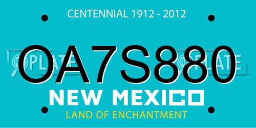 OA7S880 New Mexico License Plate