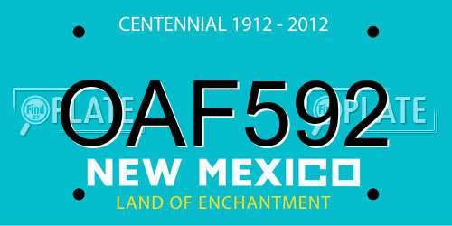 OAF592 New Mexico License Plate