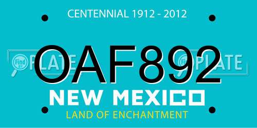 OAF892 New Mexico License Plate