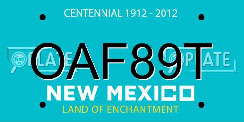 OAF89T New Mexico License Plate