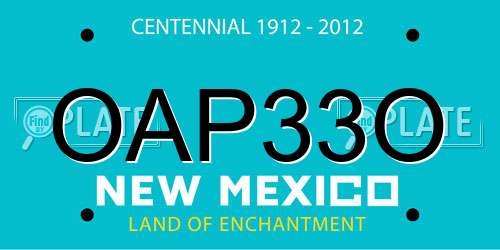 OAP33O New Mexico License Plate