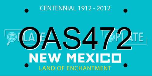 OAS472 New Mexico License Plate
