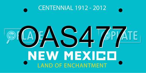 OAS477 New Mexico License Plate