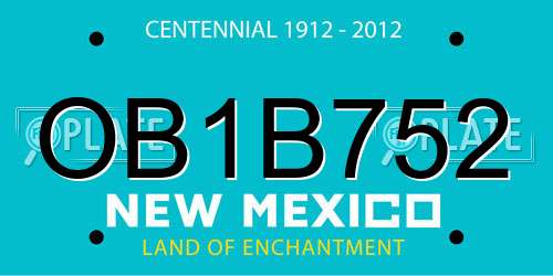 OB1B752 New Mexico License Plate