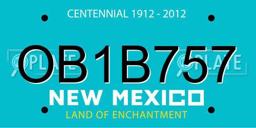 OB1B757 New Mexico License Plate