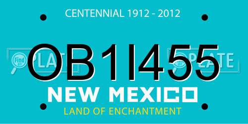OB1I455 New Mexico License Plate