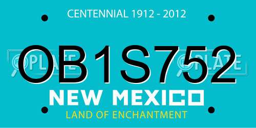OB1S752 New Mexico License Plate