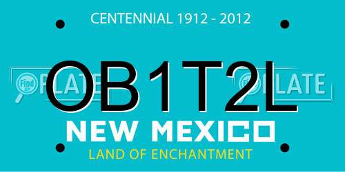 OB1T2L New Mexico License Plate