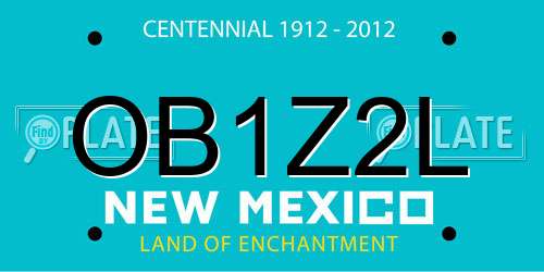 OB1Z2L New Mexico License Plate