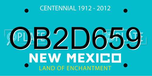 OB2D659 New Mexico License Plate