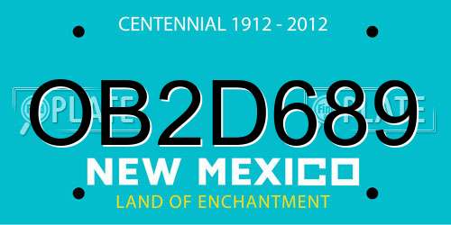OB2D689 New Mexico License Plate