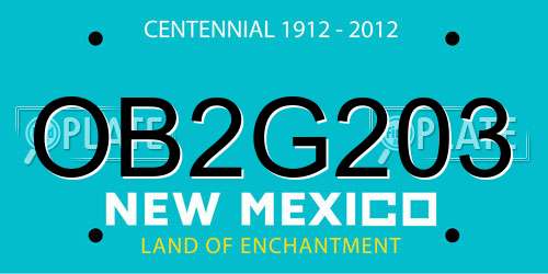 OB2G203 New Mexico License Plate