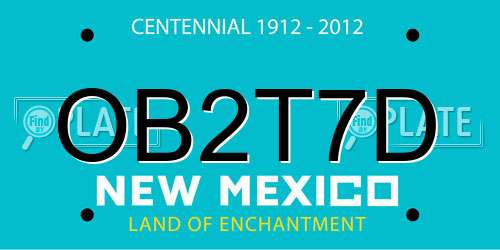 OB2T7D New Mexico License Plate