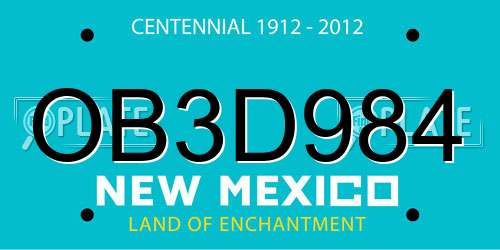 OB3D984 New Mexico License Plate