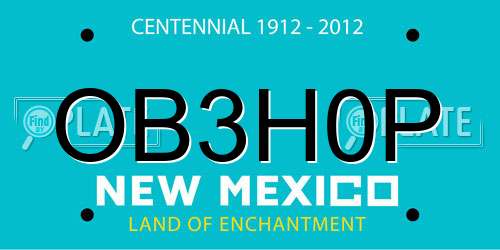 OB3H0P New Mexico License Plate
