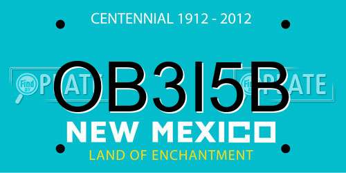 OB3I5B New Mexico License Plate