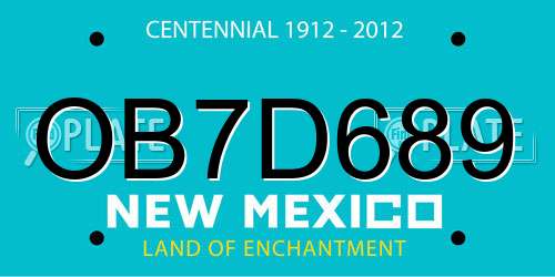 OB7D689 New Mexico License Plate