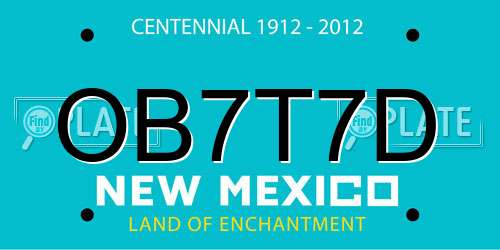 OB7T7D New Mexico License Plate