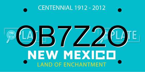 OB7Z2O New Mexico License Plate