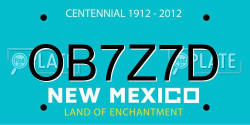 OB7Z7D New Mexico License Plate