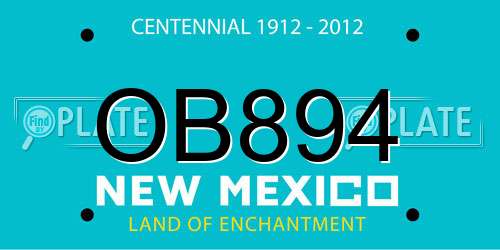 OB894 New Mexico License Plate