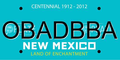 OBADBBA New Mexico License Plate