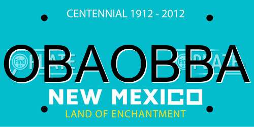 OBAOBBA New Mexico License Plate