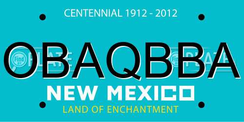 OBAQBBA New Mexico License Plate